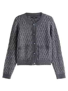 Вязаный кардиган Next Knit Cardigan, серебряный