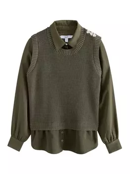 Вязаный кардиган Next Knitted Vest, оливковый