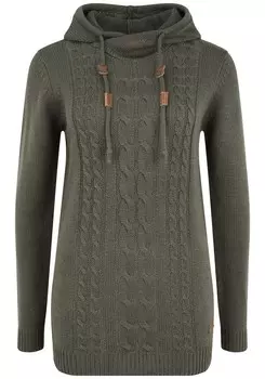 Вязаный кардиган Oxmo Knit Cardigan Cable, темно-зеленый