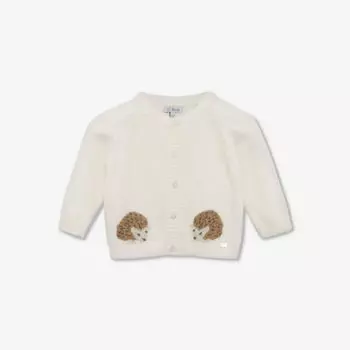 Вязаный кардиган ёжик "Колючки" интарсия 0-9 мес Trotters, белый