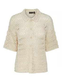 Вязаный кардиган PIECES Knit Cardigan AIA, бежевый