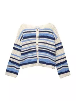 Вязаный кардиган Pull&Bear, цвет Navy/Azure