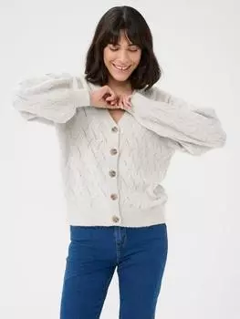 Вязаный кардиган rita pointelle KAFFE, цвет Light Grey Melange