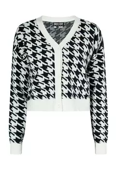 Вязаный кардиган ROCKEASY, черный/белый