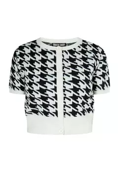 Вязаный кардиган ROCKEASY, черный/белый