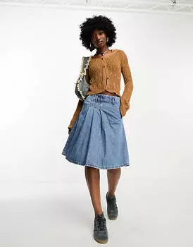 Вязаный кардиган-рубашка с открытой строчкой COLLUSION цвета жженой ржавчины