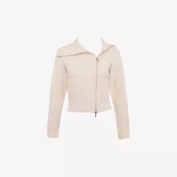 Вязаный кардиган с асимметричным воротником и застежкой-молнией Mistress Rocks, бежевый