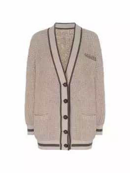 Вязаный кардиган с бусинами Brunello Cucinelli, розовый