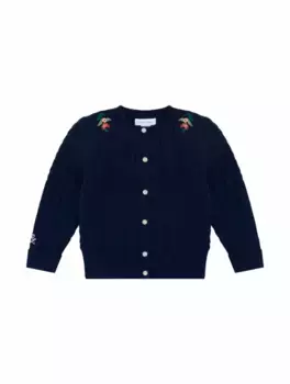 Вязаный кардиган с цветочной вышивкой Ralph Lauren, тёмно-синий