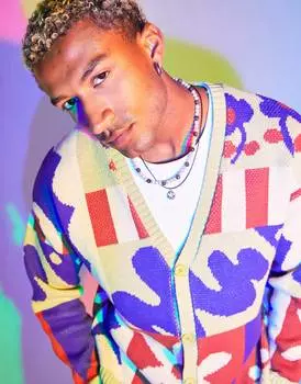 Вязаный кардиган с цветочным узором ASOS DESIGN