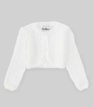 Вязаный кардиган с длинными рукавами и длинными рукавами для маленьких девочек Rare Editions 2T-6X, белый