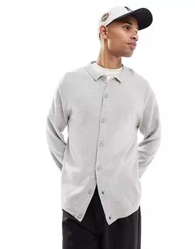 Вязаный кардиган с длинными рукавами светло-серого цвета Threadbare