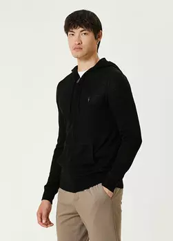 Вязаный кардиган с капюшоном Allsaints, черный