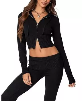 Вязаный кардиган с капюшоном Desiree Edikted, черный