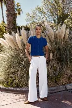 Вязаный кардиган с коротким рукавом ZARA, цвет Bluish