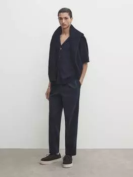 Вязаный кардиган с короткими рукавами Massimo Dutti, синий