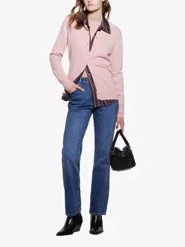 Вязаный кардиган с круглым вырезом SISLEY, розовый