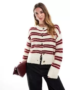 Вязаный кардиган с круглым вырезом в полоску ASOS DESIGN