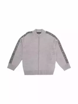 Вязаный кардиган с лампасами EMPORIO ARMANI, серый