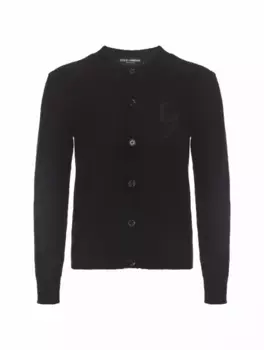 Вязаный кардиган с логотипом Dolce&Gabbana, черный