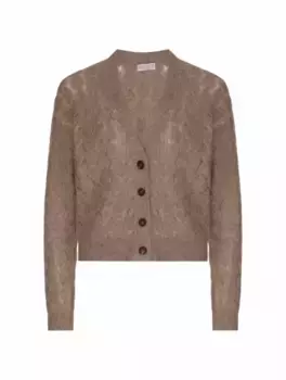Вязаный кардиган с люрексом Brunello Cucinelli, коричневый