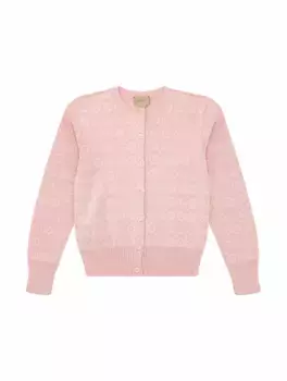 Вязаный кардиган с монограммой Gucci, розовый