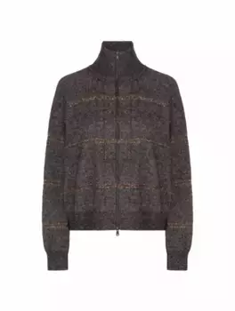 Вязаный кардиган с пайетками Brunello Cucinelli, серый