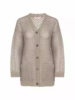 Вязаный кардиган с пайетками Valentino Garavani, белый