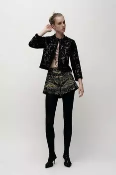 Вязаный кардиган с пайетками ZARA, черный