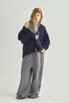 Вязаный кардиган с плиссированными рукавами ZARA, синий