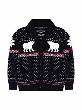 Вязаный кардиган с принтом Ralph Lauren, черный