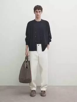 Вязаный кардиган с пуговицами. Massimo Dutti, синий