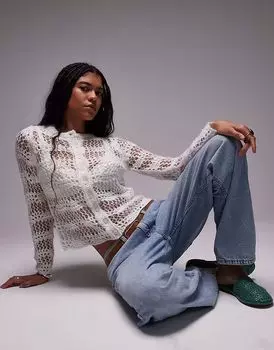 Вязаный кардиган с пуговицами Topshop цвета слоновой кости