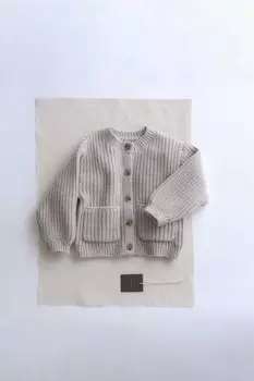 Вязаный кардиган с шерстью ZARA, экрю