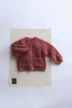 Вязаный кардиган с шерстью ZARA, терракота