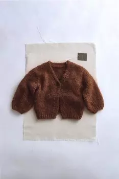 Вязаный кардиган с шерстяной пуговицей ZARA, цвет brick