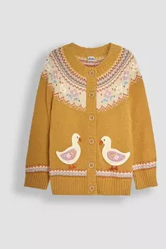Вязаный кардиган с узором «фэр айл» Jojo Maman Bb, желтый