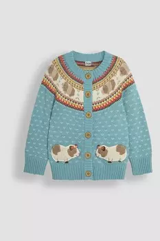 Вязаный кардиган с узором «фэр айл» Jojo Maman Bb, голубой