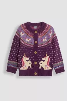 Вязаный кардиган с узором «фэр айл» Jojo Maman Bb, фиолетовый