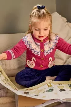 Вязаный кардиган с узором «фэр айл» Jojo Maman Bb, розовый