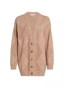Вязаный кардиган с узором пуантель и ромбами NAADAM, розовый