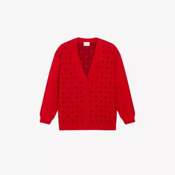 Вязаный кардиган с V-образным вырезом и логотипом Claudie Pierlot, цвет rouges