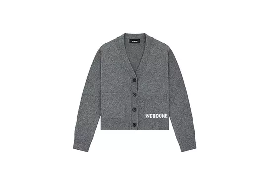 Вязаный кардиган с вышитым логотипом WE11DONE, серый