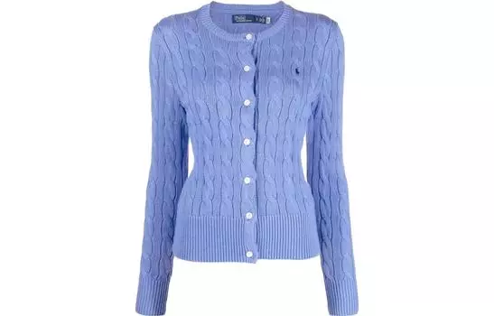 Вязаный кардиган с вышивкой «Пони» Polo Ralph Lauren, синий