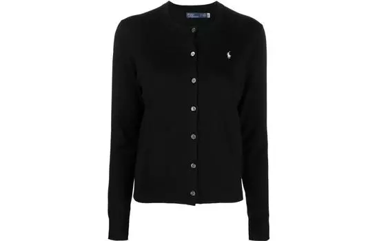 Вязаный кардиган с вышивкой «Пони» Polo Ralph Lauren, черный