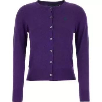 Вязаный кардиган с вышивкой «Пони» Polo Ralph Lauren, фиолетовый
