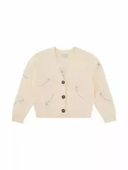Вязаный кардиган с вышивкой Stella McCartney, бежевый