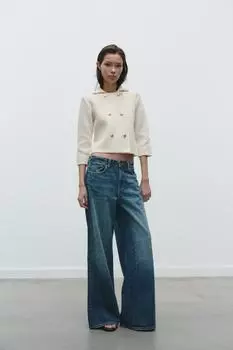 Вязаный кардиган с запахом ZARA, экрю