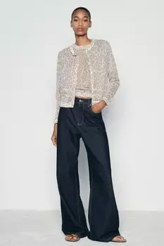 Вязаный кардиган с животным принтом ZARA, цвет leopard