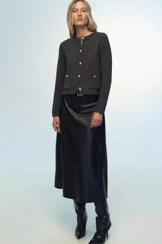 Вязаный кардиган с золотыми пуговицами ZARA, средне-серый
